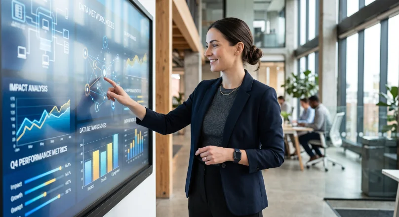 Profesional de salud analizando un dashboard de datos